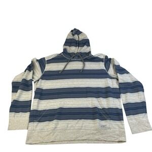Eddie Bauer Men's XL Striped Pullover Hoodie Blue Gray Casual Sweatshirt